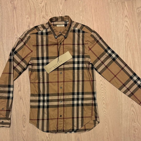 Burberry Tan and Black Plaid Casual Shirt - Picture 2 of 3